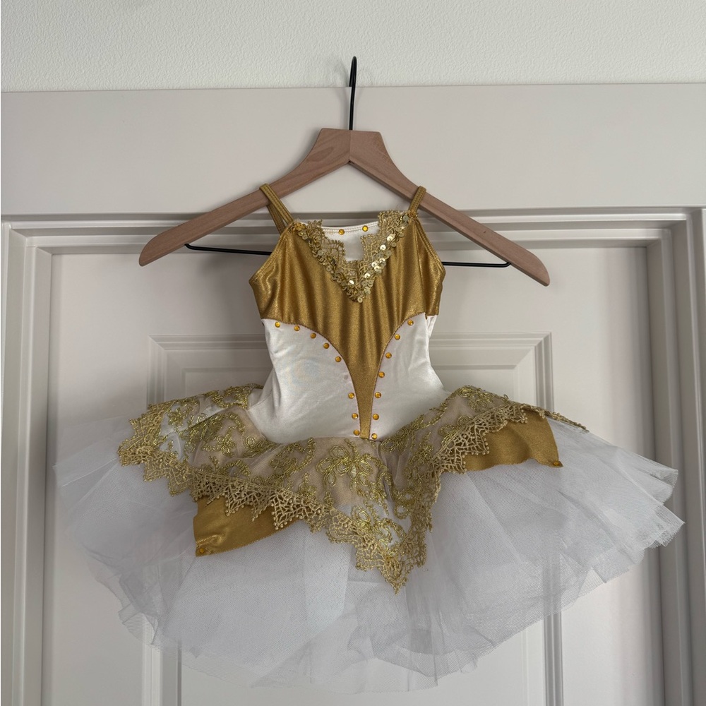 Revolution Gold and White Kids Ballet Costume